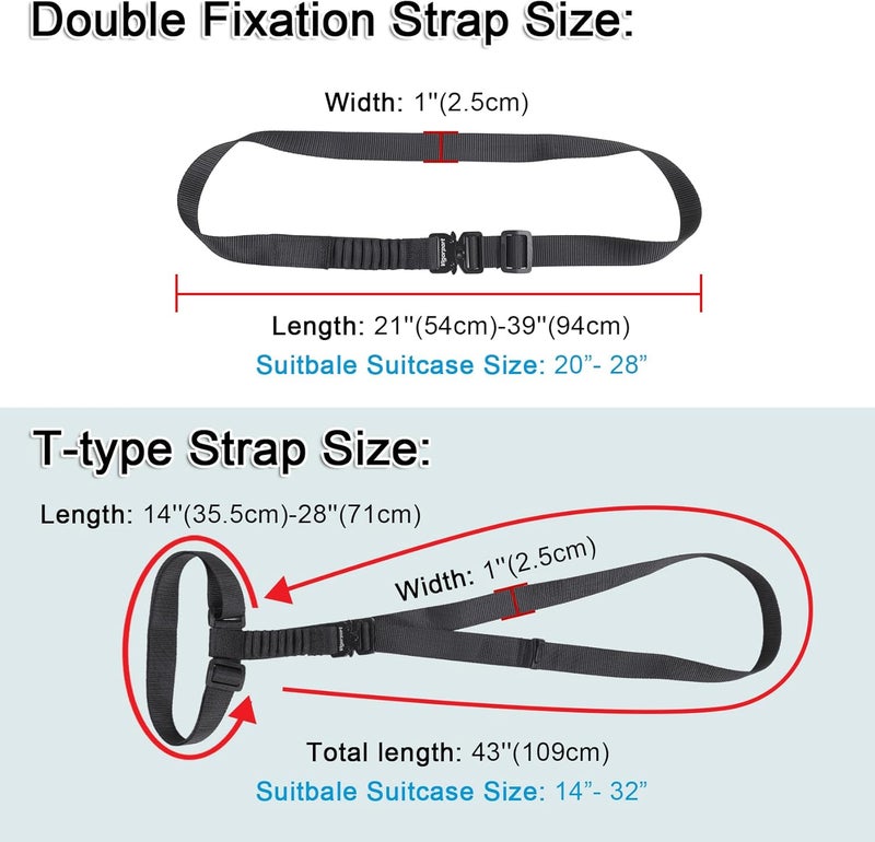 Vigorport Luggage Straps, Metal Luggage Connector Straps for Suitcases, Stretchable Add a Bag Adjustable Accessories Travel Belts (Black, Normal) - Image 5